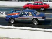 Blue and Grey MUSTANG Drag Car